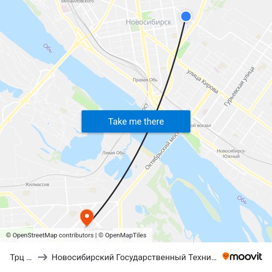 Трц Аура to Новосибирский Государственный Технический Университет map