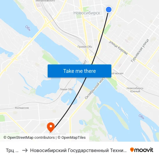 Трц Аура to Новосибирский Государственный Технический Университет map