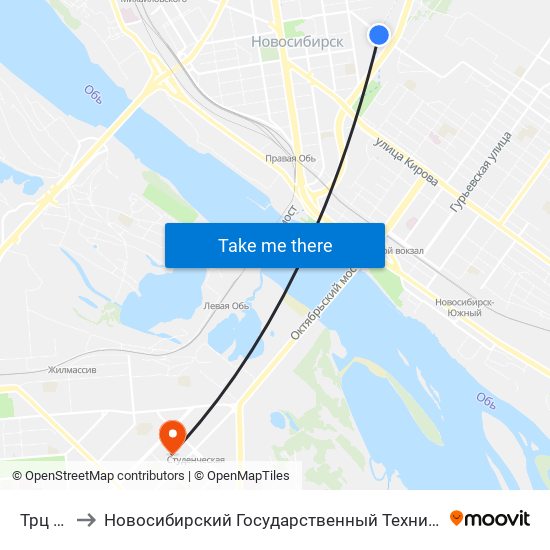 Трц Аура to Новосибирский Государственный Технический Университет map