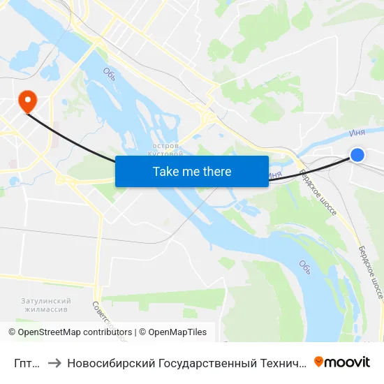 Гпту-18 to Новосибирский Государственный Технический Университет map