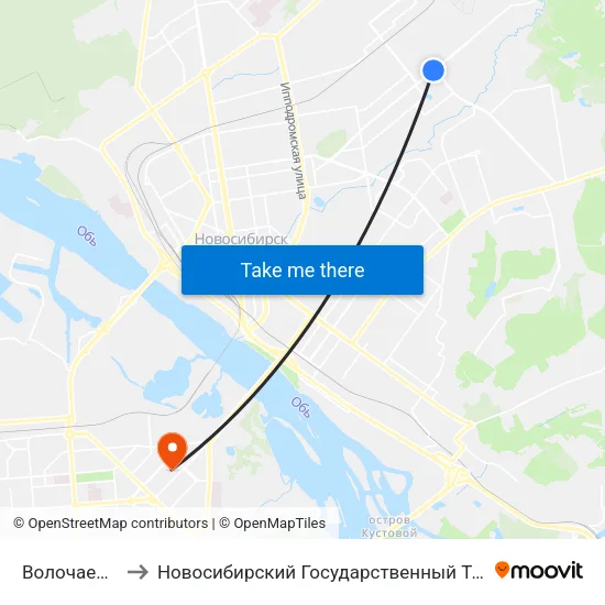 Волочаевская Ул. to Новосибирский Государственный Технический Университет map