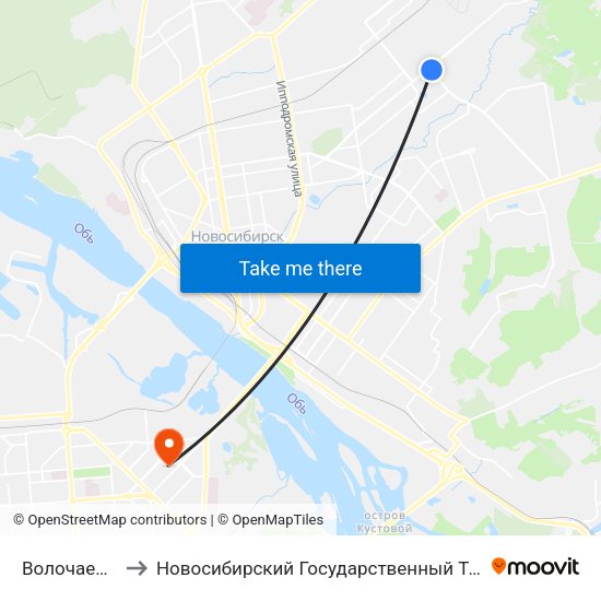 Волочаевская Ул. to Новосибирский Государственный Технический Университет map