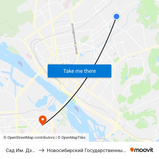 Сад Им. Дзержинского to Новосибирский Государственный Технический Университет map