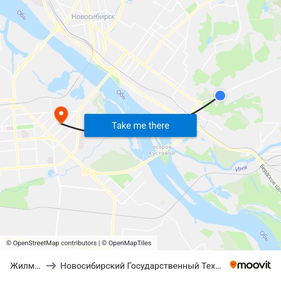 Жилмассив to Новосибирский Государственный Технический Университет map