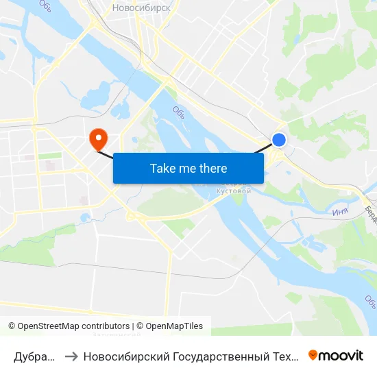 Дубравы Ул. to Новосибирский Государственный Технический Университет map