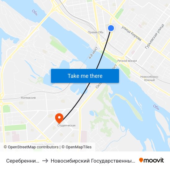 Серебренниковская Ул. to Новосибирский Государственный Технический Университет map