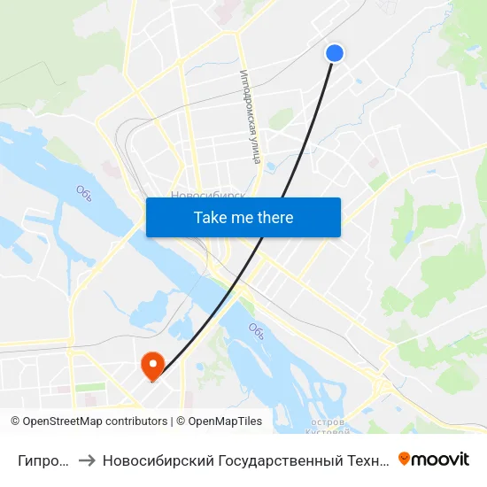 Гипроуголь to Новосибирский Государственный Технический Университет map