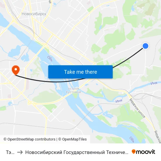 Тэц-5 to Новосибирский Государственный Технический Университет map
