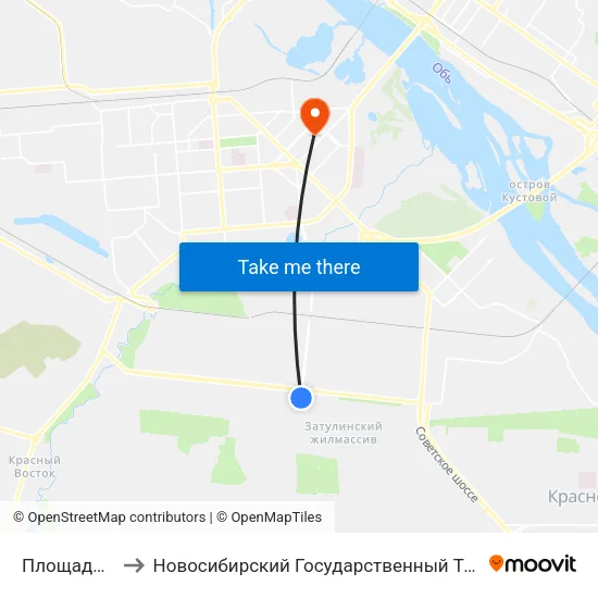Площадь Кирова to Новосибирский Государственный Технический Университет map