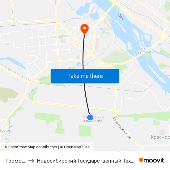Громова Ул. to Новосибирский Государственный Технический Университет map