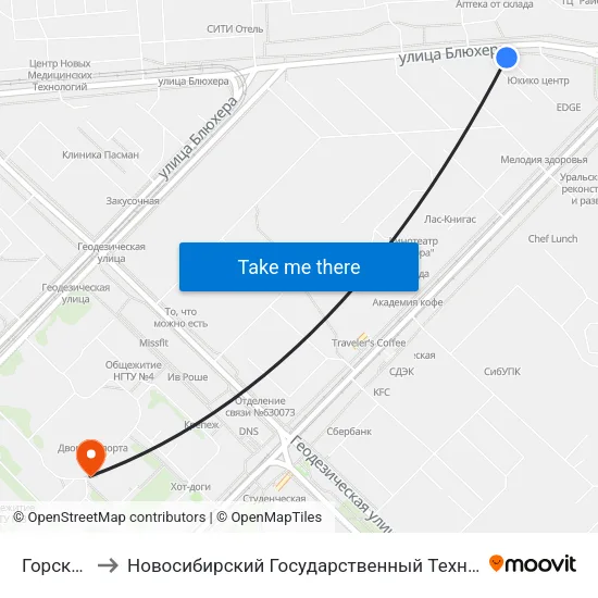 Горская Ул. to Новосибирский Государственный Технический Университет map