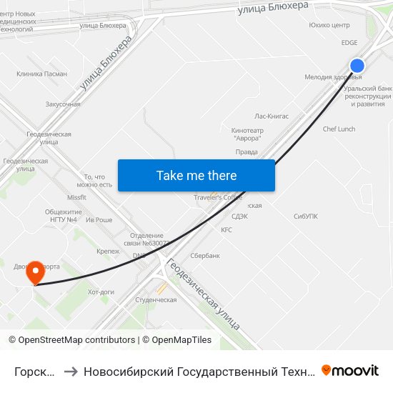 Горская Ул. to Новосибирский Государственный Технический Университет map