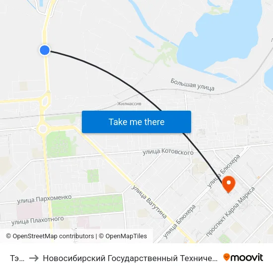 Тэц-3 to Новосибирский Государственный Технический Университет map