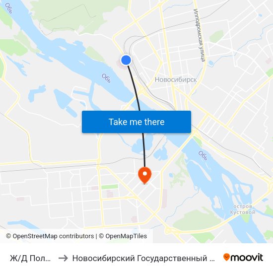 Ж/Д Поликлиника to Новосибирский Государственный Технический Университет map