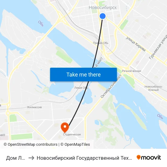 Дом Ленина to Новосибирский Государственный Технический Университет map