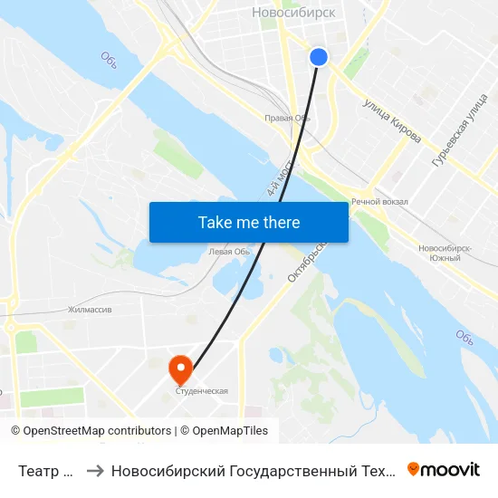 Театр Глобус to Новосибирский Государственный Технический Университет map