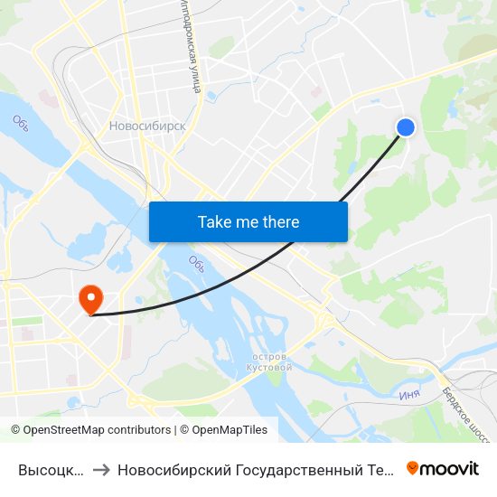 Высоцкого Ул. to Новосибирский Государственный Технический Университет map