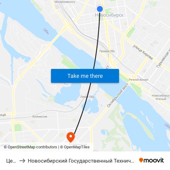 Центр to Новосибирский Государственный Технический Университет map