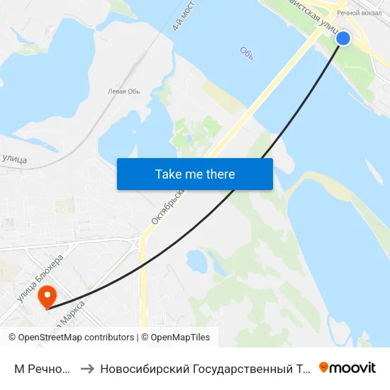 М Речной Вокзал to Новосибирский Государственный Технический Университет map