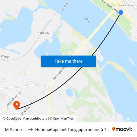 М Речной Вокзал to Новосибирский Государственный Технический Университет map