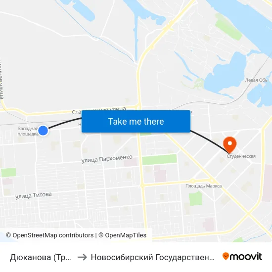 Дюканова (Троллейный Ж/М) to Новосибирский Государственный Технический Университет map