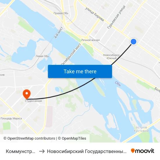 Коммунстроевская Ул. to Новосибирский Государственный Технический Университет map