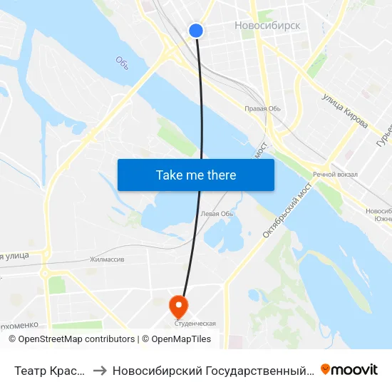 Театр Красный Факел to Новосибирский Государственный Технический Университет map