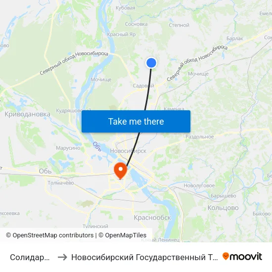 Солидарности Ул. to Новосибирский Государственный Технический Университет map