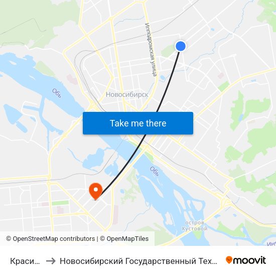 Красина Ул. to Новосибирский Государственный Технический Университет map