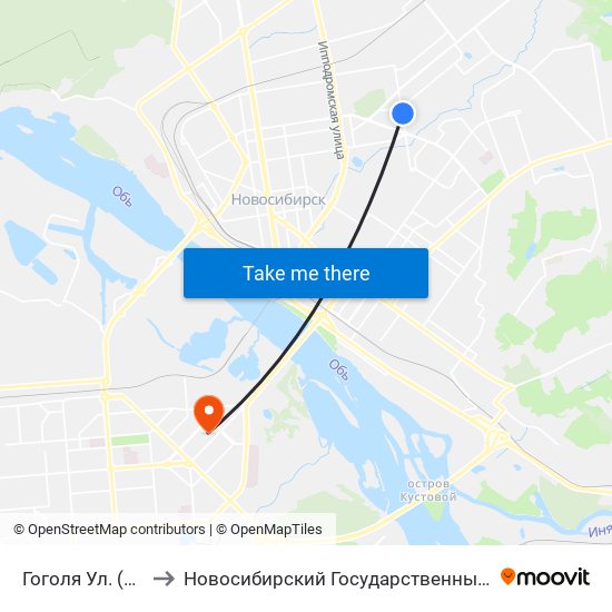 Гоголя Ул. (Ул. Красина) to Новосибирский Государственный Технический Университет map