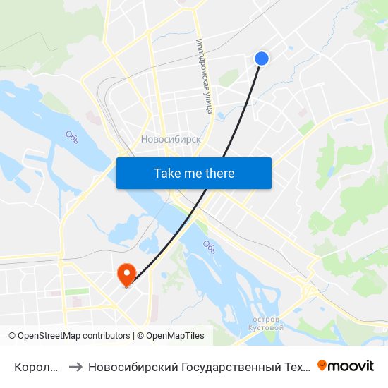 Королева Ул. to Новосибирский Государственный Технический Университет map