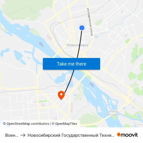 Военторг to Новосибирский Государственный Технический Университет map