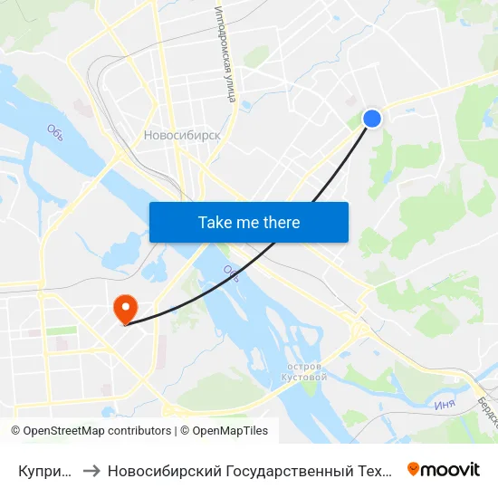 Куприна Ул. to Новосибирский Государственный Технический Университет map
