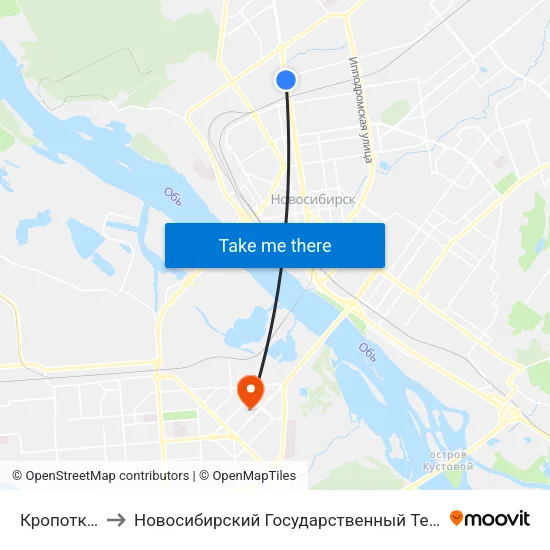 Кропоткина Ул. to Новосибирский Государственный Технический Университет map
