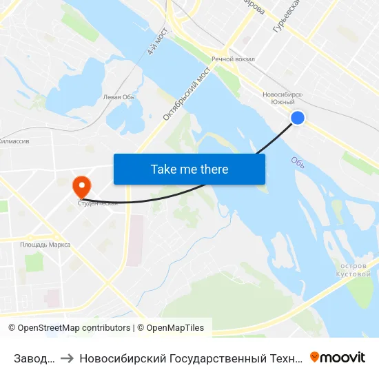 Завод Труд to Новосибирский Государственный Технический Университет map
