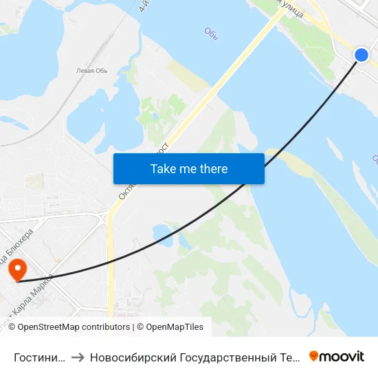 Гостиница Обь to Новосибирский Государственный Технический Университет map
