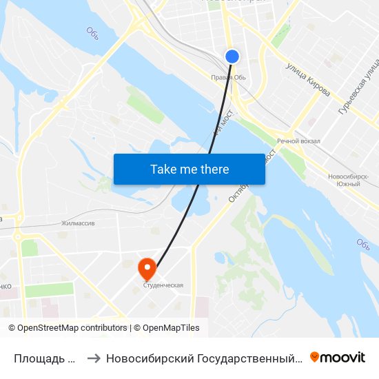 Площадь Свердлова to Новосибирский Государственный Технический Университет map