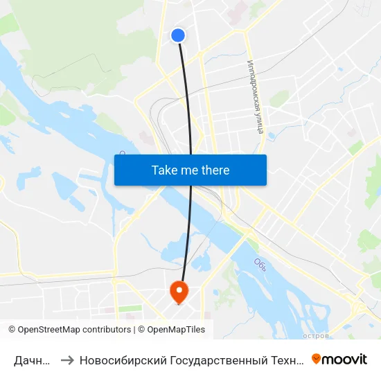 Дачная Ул. to Новосибирский Государственный Технический Университет map