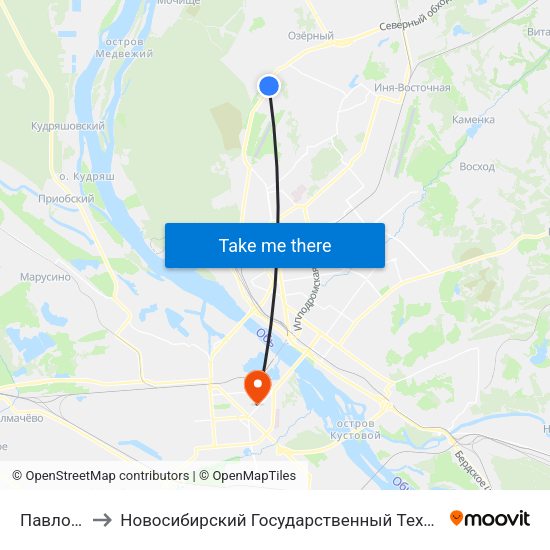 Павлова Ул. to Новосибирский Государственный Технический Университет map