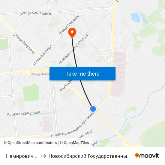 Немировича-Данченко to Новосибирский Государственный Технический Университет map