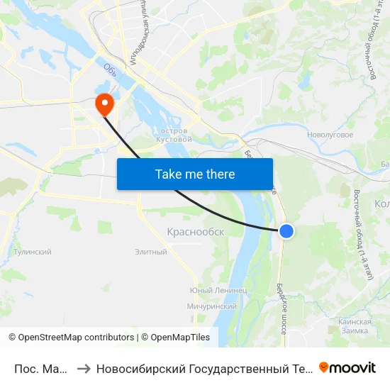 Пос. Матвеевка to Новосибирский Государственный Технический Университет map