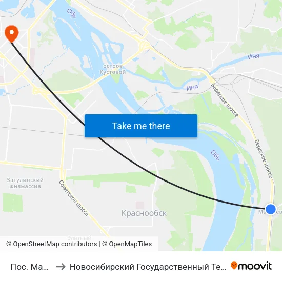 Пос. Матвеевка to Новосибирский Государственный Технический Университет map