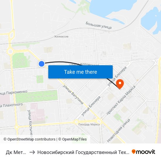 Дк Металлург to Новосибирский Государственный Технический Университет map