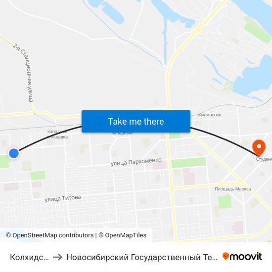 Колхидская Ул. to Новосибирский Государственный Технический Университет map
