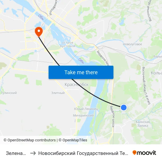 Зеленая Горка to Новосибирский Государственный Технический Университет map