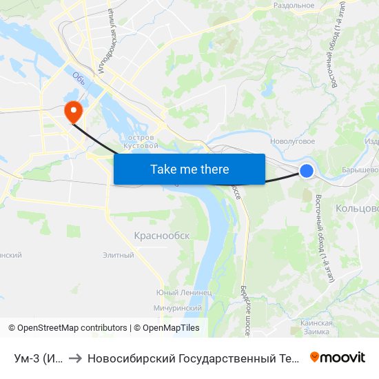 Ум-3 (Инская) to Новосибирский Государственный Технический Университет map