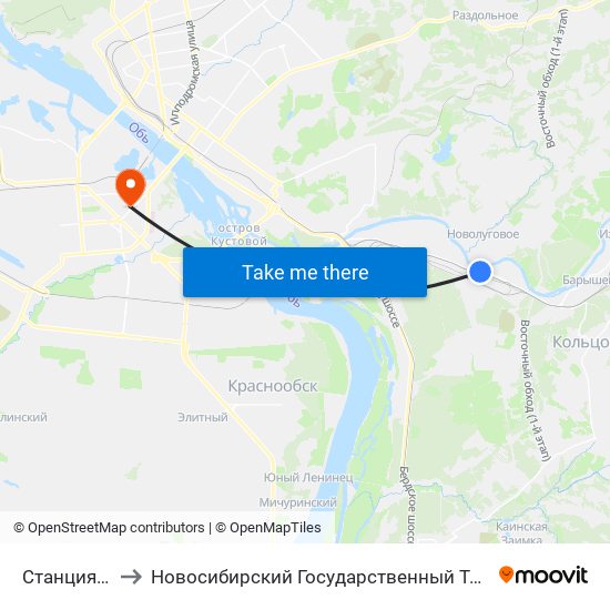 Станция Инская to Новосибирский Государственный Технический Университет map