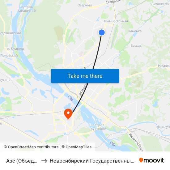 Азс (Объединения Ул.) to Новосибирский Государственный Технический Университет map