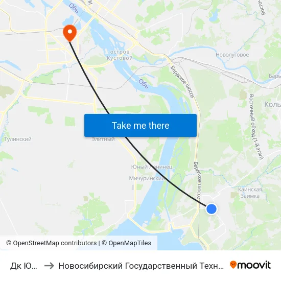 Дк Юность to Новосибирский Государственный Технический Университет map