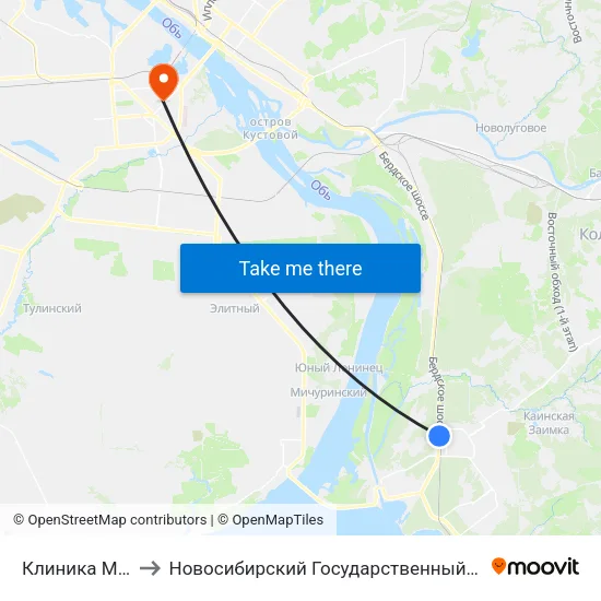 Клиника Мешалкина to Новосибирский Государственный Технический Университет map